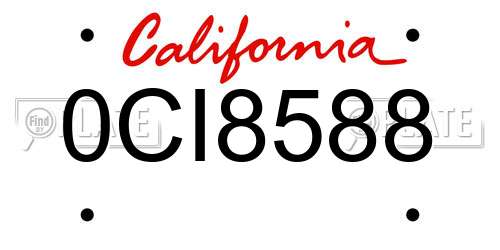 0CI8588 California License Plate