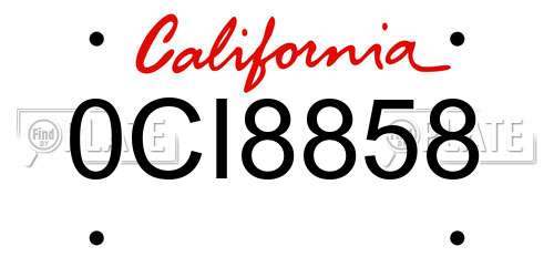 0CI8858 California License Plate