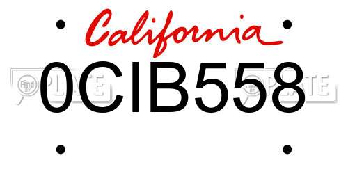 0CIB558 California License Plate