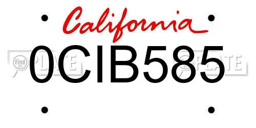 0CIB585 California License Plate