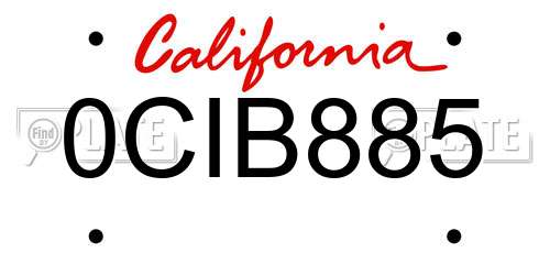0CIB885 California License Plate