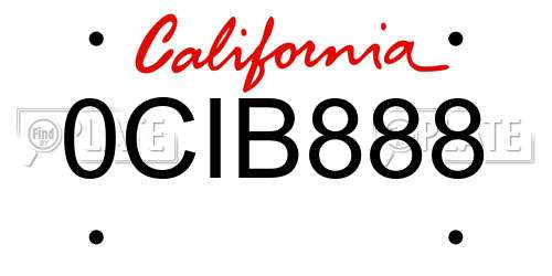 0CIB888 California License Plate