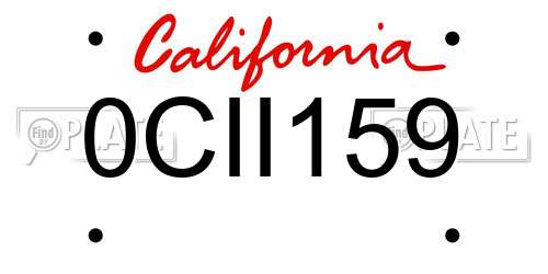 0CII159 California License Plate