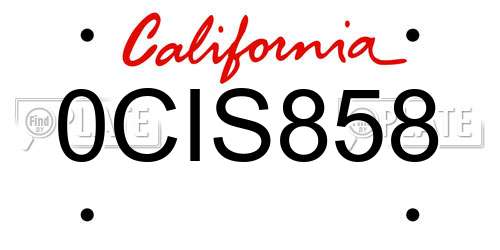 0CIS858 California License Plate