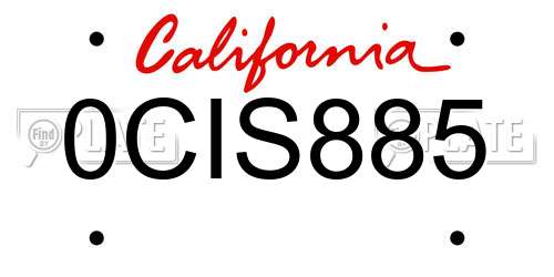0CIS885 California License Plate