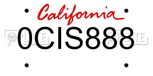 0CIS888 California License Plate