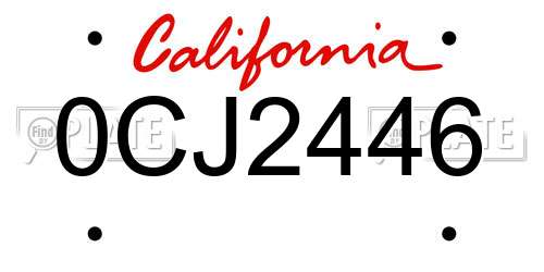 0CJ2446 California License Plate