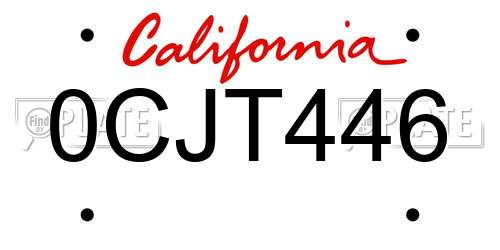 0CJT446 California License Plate