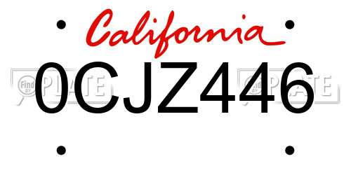 0CJZ446 California License Plate
