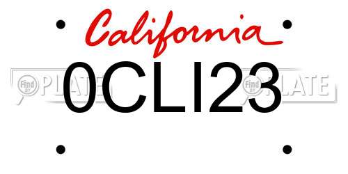 0CLI23 California License Plate