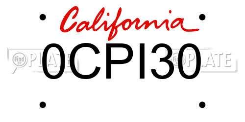 0CPI30 California License Plate