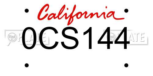0CS144 California License Plate