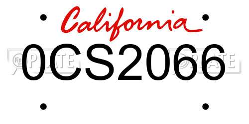 0CS2066 California License Plate