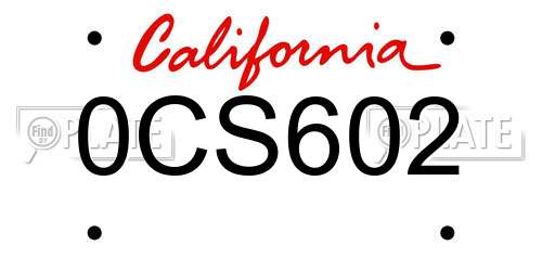 0CS602 California License Plate