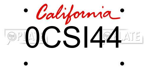 0CSI44 California License Plate