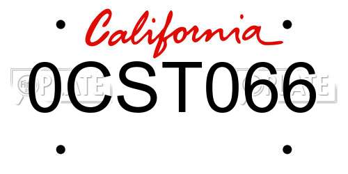 0CST066 California License Plate