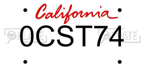 0CST74 California License Plate