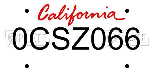 0CSZ066 California License Plate