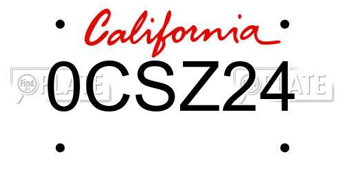 0CSZ24 California License Plate