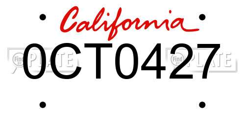 0CT0427 California License Plate