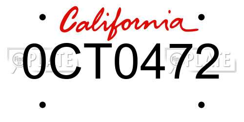 0CT0472 California License Plate