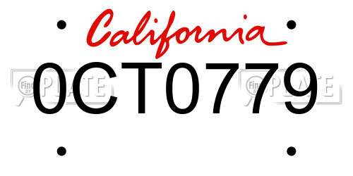 0CT0779 California License Plate