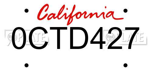 0CTD427 California License Plate