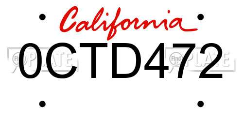 0CTD472 California License Plate