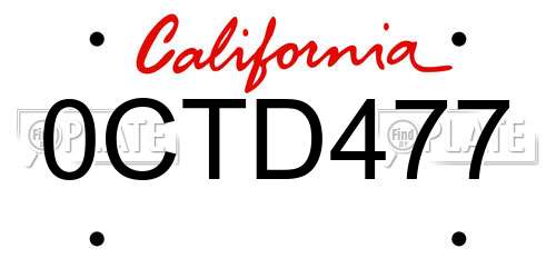0CTD477 California License Plate