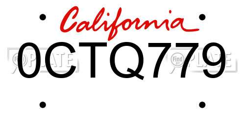 0CTQ779 California License Plate
