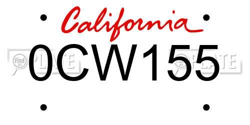 0CW155 California License Plate