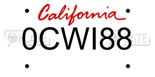 0CWI88 California License Plate