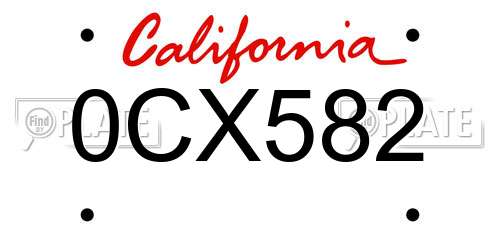 0CX582 California License Plate