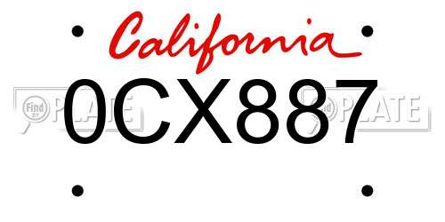 0CX887 California License Plate