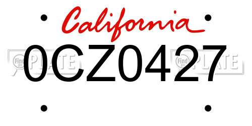 0CZ0427 California License Plate