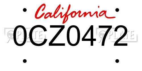 0CZ0472 California License Plate