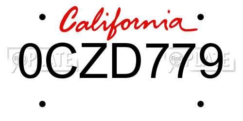 0CZD779 California License Plate