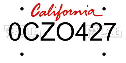 0CZO427 California License Plate