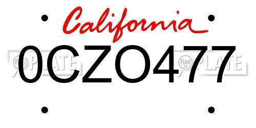 0CZO477 California License Plate