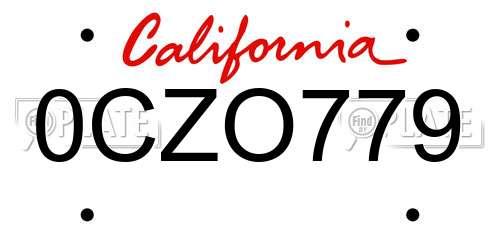 0CZO779 California License Plate