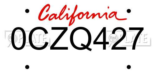 0CZQ427 California License Plate