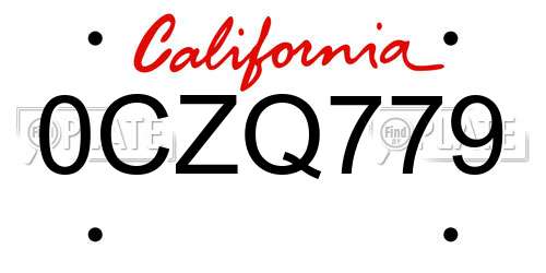 0CZQ779 California License Plate