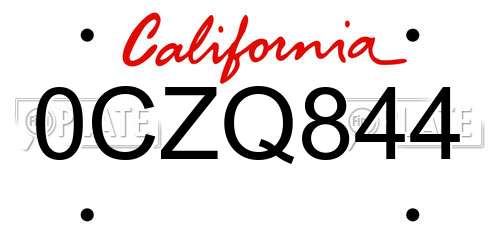 0CZQ844 California License Plate