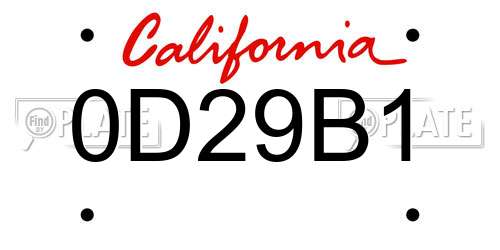 0D29B1 California License Plate