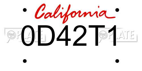 0D42T1 California License Plate