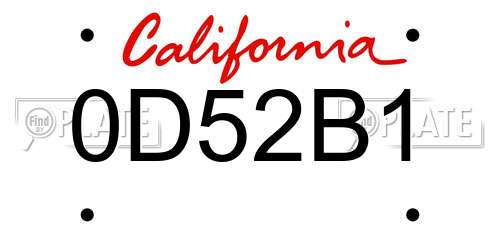 0D52B1 California License Plate