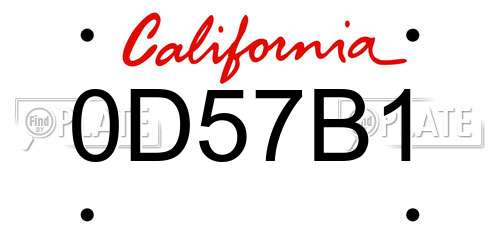 0D57B1 California License Plate