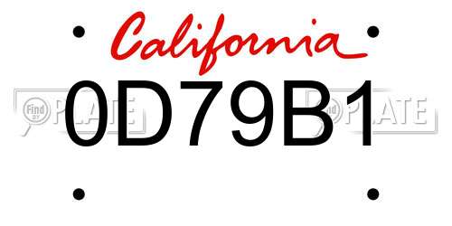 0D79B1 California License Plate
