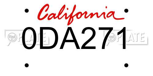 0DA271 California License Plate