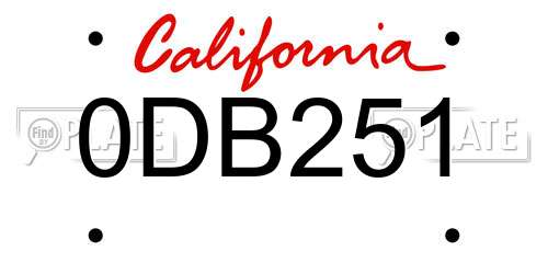 0DB251 California License Plate